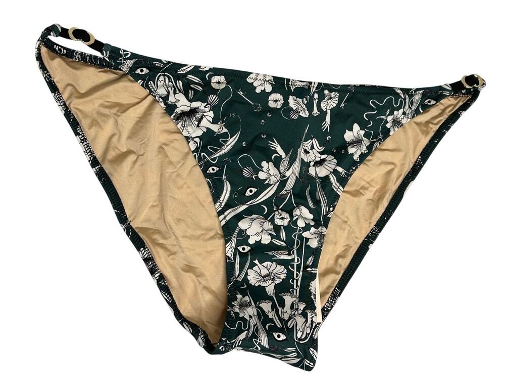 Morgan Lane Chloe Gosselin Lune Bikini Bottom L Emerald Green Floral Swimwear